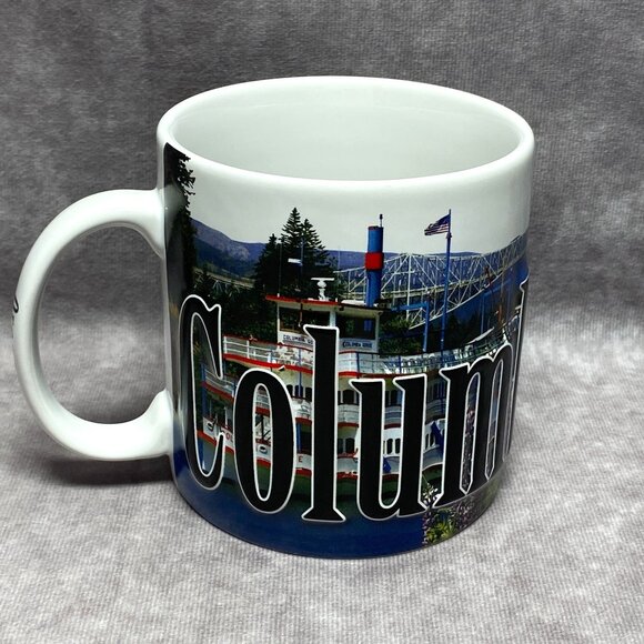 Americaware Columbia Gorge Mug Scenic Oregon View Bridge Of The Gods 18 Ounces - Picture 1 of 9